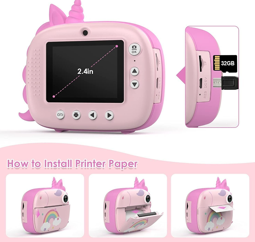 HiMont Kids Camera Instant Print, Digital Camera for Kids with Zero Ink Print