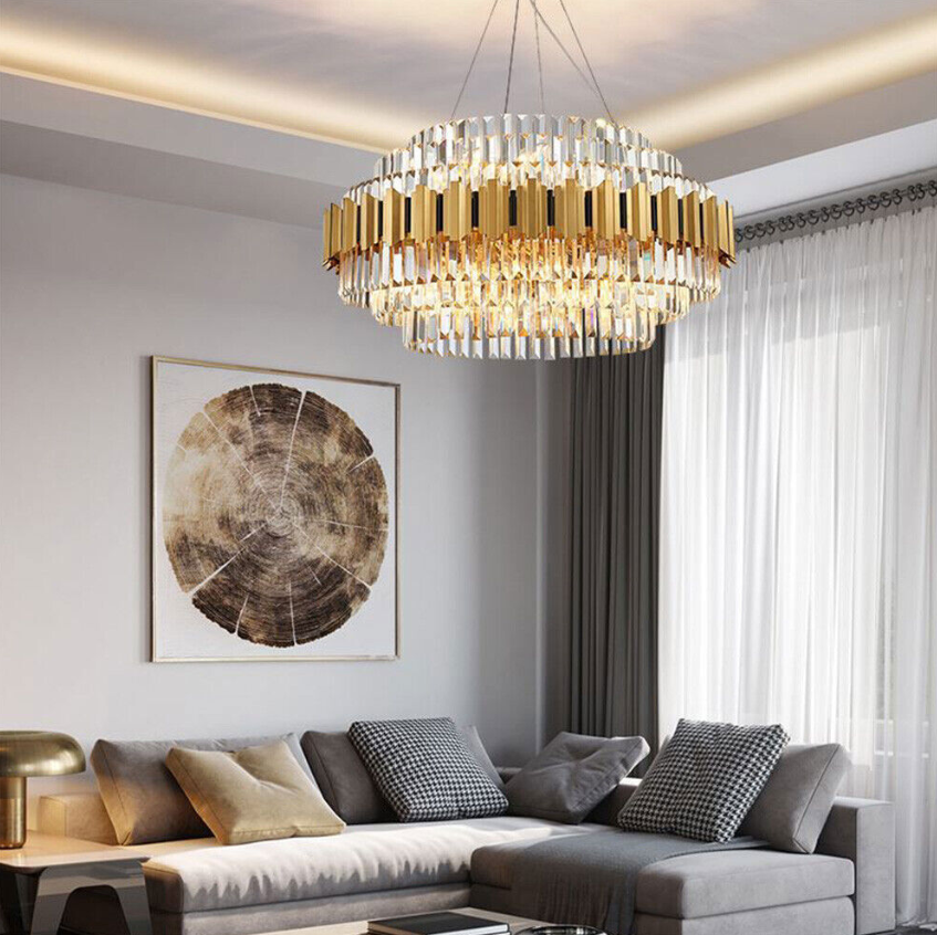 Ceiling Light LED Lights Gold K9 Crystal Chandelier Pendant Dining Bedroom